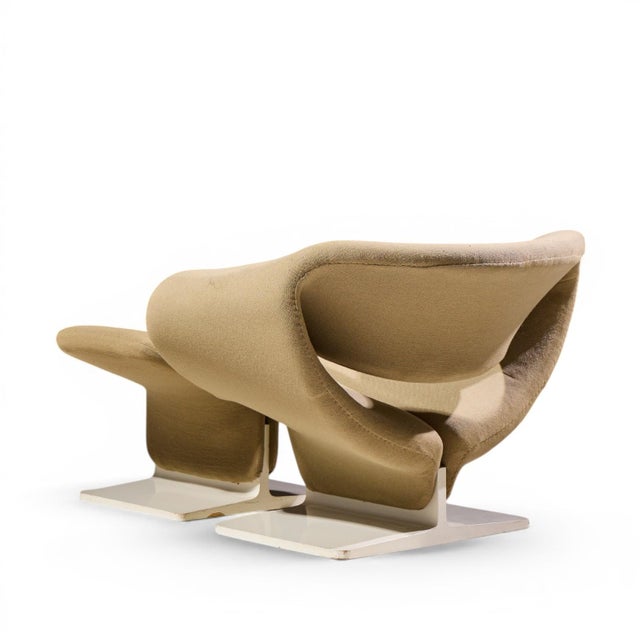 Beige Pierre Paulin for Artifort Mid Century Ribbon Chairs With Ottoman For Sale - Image 8 of 12