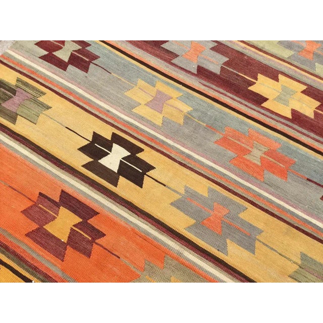 Orange Vintage Turkish Kilim Rug - 71" X 92.5" For Sale - Image 8 of 11