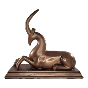 Late 20th Century Art Deco Copper Colored Gazelle Impala Deer Statue Figurine