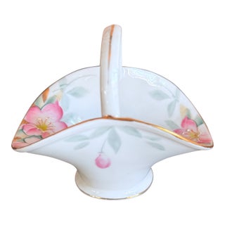 Antique, Early 20th Century Noritake Japan Azalea Porcelain Dolly Varden Basket For Sale