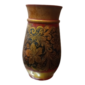 1960s Gorgeous Kokhloma Folk Art Vase