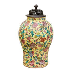 Vibrant Hand-Painted Floral Famille Rose Porcelain Vase
