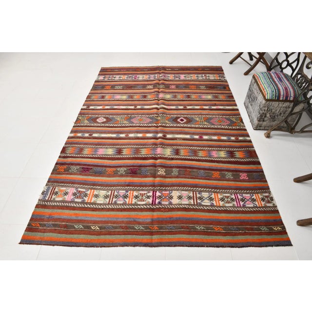 Vintage Wool Area Kilim Rug, in Flawless conditions. Designed 1970 to 1979