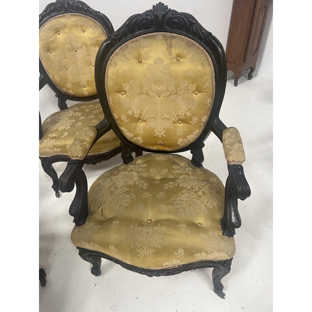 20th Century Napoleon III Louis XV Armchairs in Pearwood, Set of 4 For Sale - Image 12 of 14