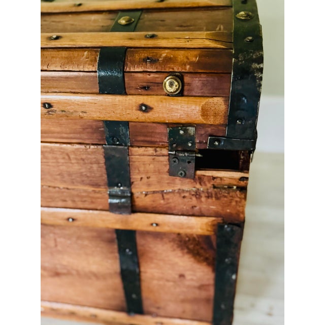 Antique Jenny Lind Steamer Trunk- Chest For Sale - Image 10 of 12