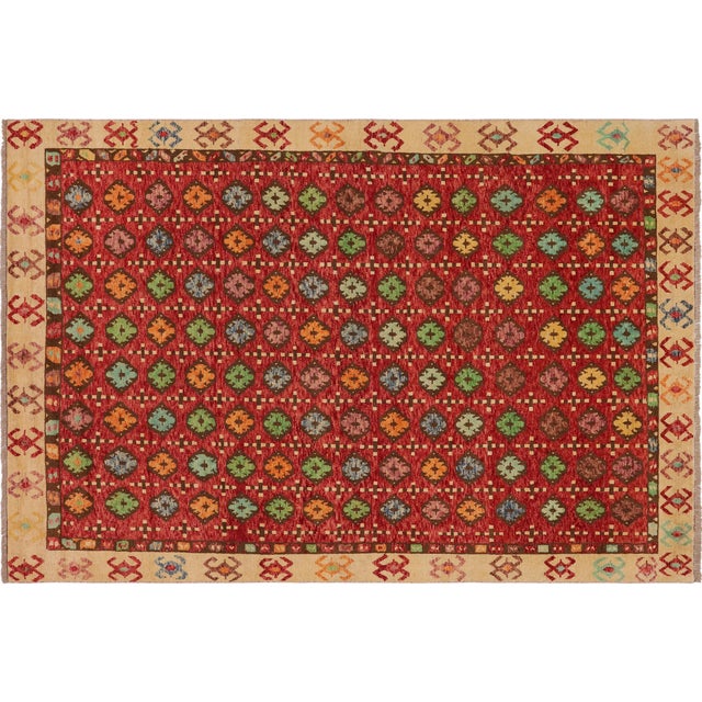 Boho Chic Balochi Red/Beige Wool Rug - 6'9''x9'8'' For Sale - Image 10 of 10