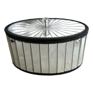 1960s Uttermost Luxury Mirrored Glass Box with Crystal Finial For Sale