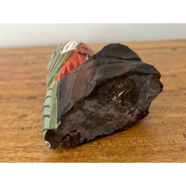Stone Midcentury Handpainted Pheasant Stone Carving With Glass Eyes For Sale - Image 7 of 8