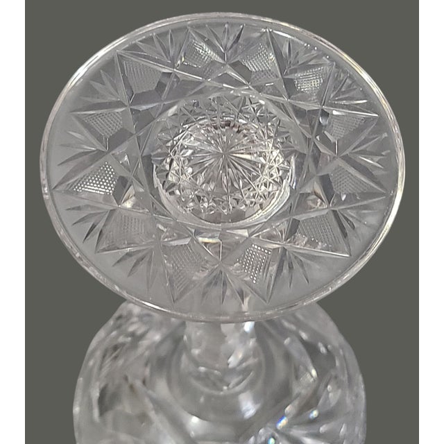 Vintage American Brilliant Cut Crystal Roses Floral Compote Candy Dish Bowl For Sale - Image 10 of 12