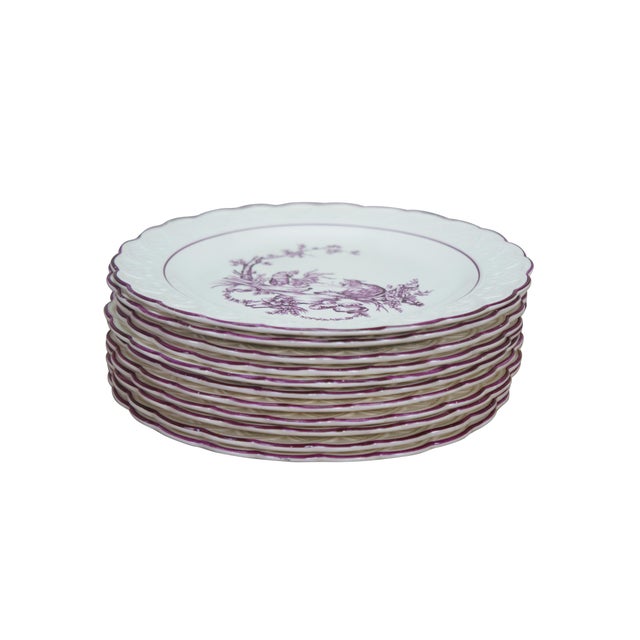 Victorian Antique Wedgwood Etruria England Mennecy 5283 Dinner Serving Plates 9" - Set of 11 For Sale - Image 3 of 14