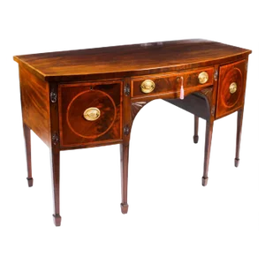 George III Inlaid Flame Mahogany Sideboard, 18th Century