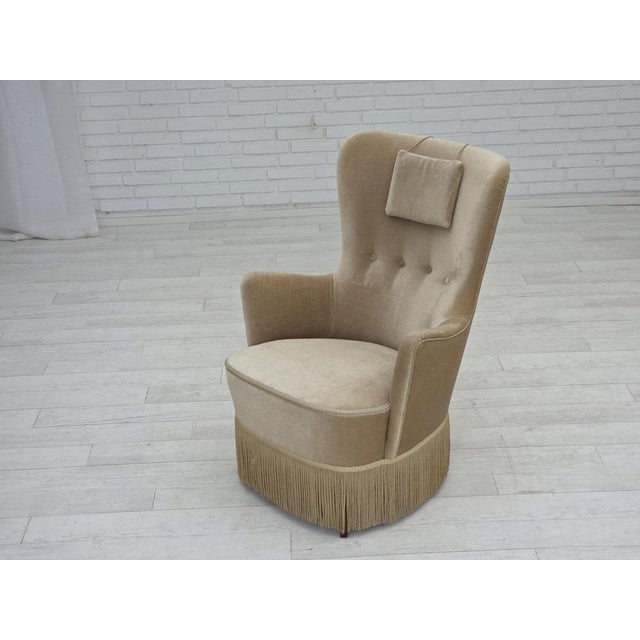 Vintage Danish Chair in Furniture Velour, 1960s For Sale - Image 13 of 18