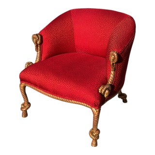 Napoleon III Style Giltwood Rope Twist Low Bergere - m.e. Fournier For Sale