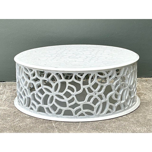 Baker Furniture Company Vintage Baker Pierced Bangle Stone Coffee Table For Sale - Image 4 of 12