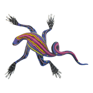 Oaxacan Alebrije Lizard Colorful Mexican Folk Art Wood Carving Figure Sculpture