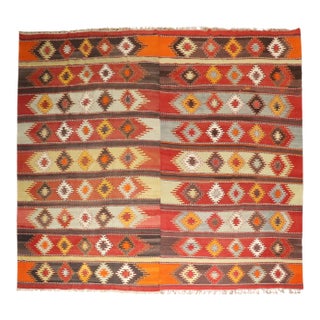 Vintage Zabihi Collection Turkish Large Square Kilim - 11'8" x 11'9" For Sale