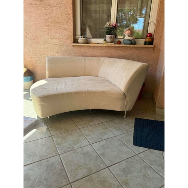 Metal Curved Cream Lounge Settee, 1990s For Sale - Image 7 of 7