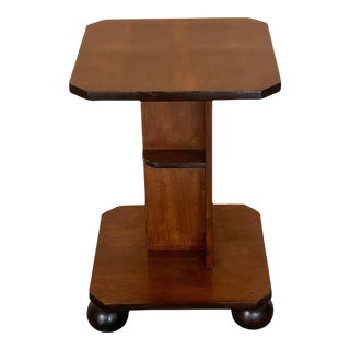 Italian Art Deco Burl Walnut Coffee Side Table With Ebonized Legs For Sale