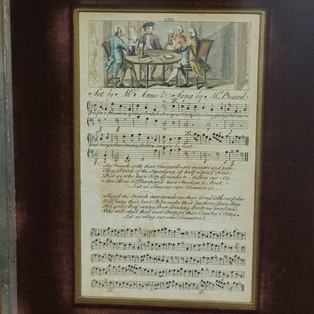 Pair of Late 18th Century English Hand-Tinted Engraved Music Sheets, “The Charms of Celia” & “The Beer-Drinking Briton,” C. 1780 For Sale - Image 4 of 11