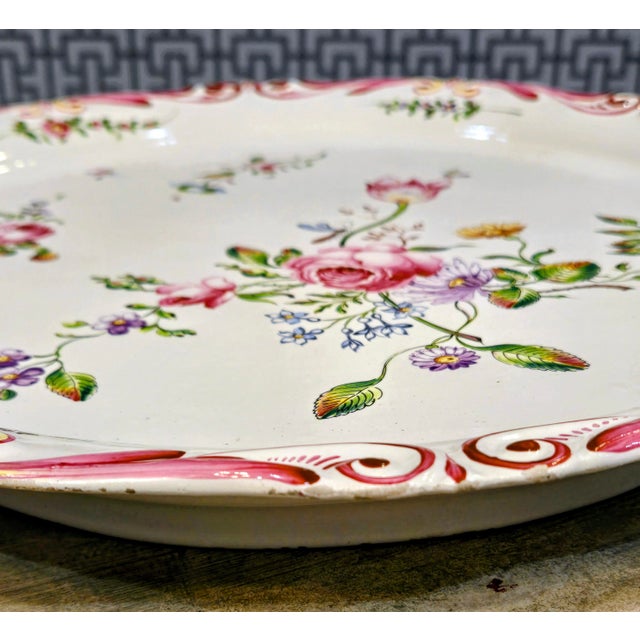Large French Rococo Hand-Painted Porcelain Bird Cage With Original Floral Tray & Bird For Sale - Image 14 of 17