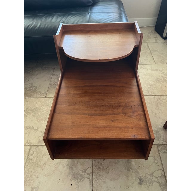 Mid-Century Modern MCM Drexel Declaration Stepped Side Table - Kipp Stewart Walnut End Table 1962 For Sale - Image 3 of 7
