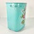 1950s Vintage Hollywood Regency Boho Chic Turquoise Handpainted Flora Metal Wastebasket For Sale - Image 16 of 18