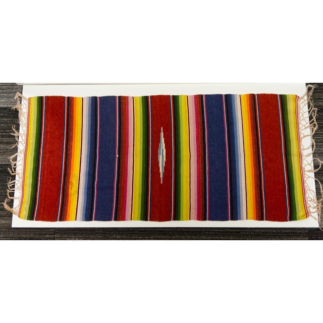 Mid 20th Century Mid Twentieth Century Southwest Style Small Hand Loomed Wool Sarape For Sale - Image 5 of 7