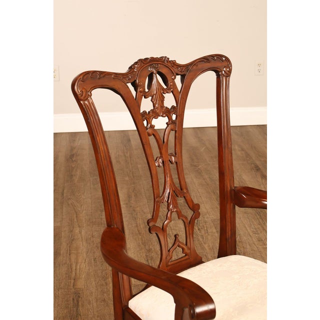 Scarborough House Chippendale Style Pair Of Mahogany Armchairs For Sale - Image 4 of 18