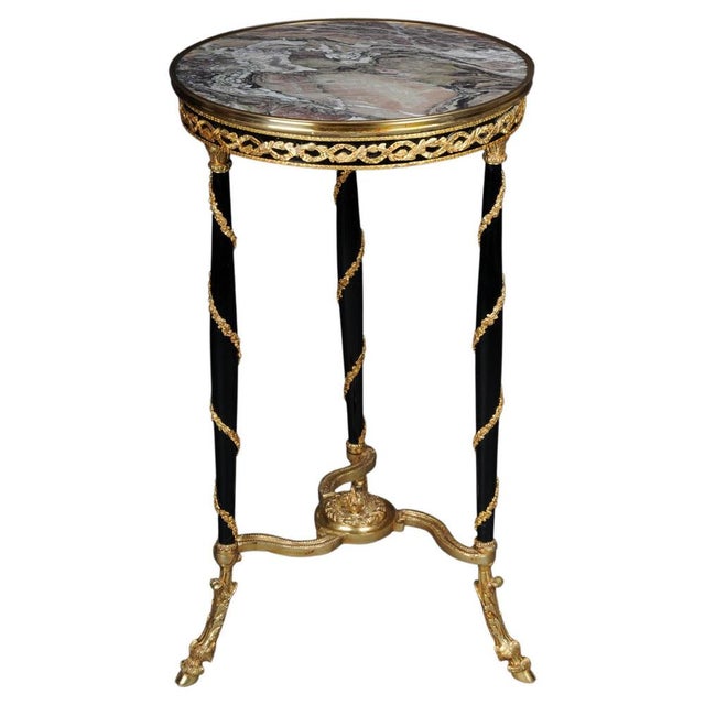 20th Century Empire Round Side Table in Marble in Style of Adam Weisweiler For Sale - Image 16 of 16