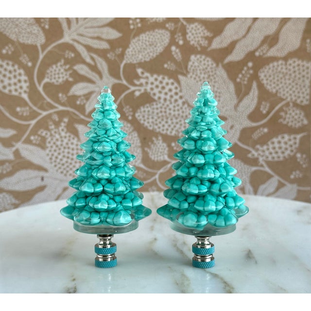 Turquoise Christmas Tree Lamp Finial on Chrome Hardware For Sale In Madison - Image 6 of 6