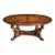 Walnut Oval Dining Table With Inlaid Top and Carved Pedestal Base For Sale
