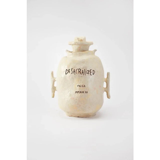 Desacralized Trophy by Willem Van Hooff Handmade Dimensions: D 46 x H 63 cm Materials: Ceramic. Pedestal is included....