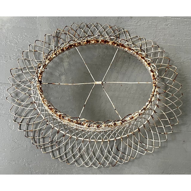White Antique 19th Century French Victorian Oval Wire Garden Basket or Planter For Sale - Image 8 of 12