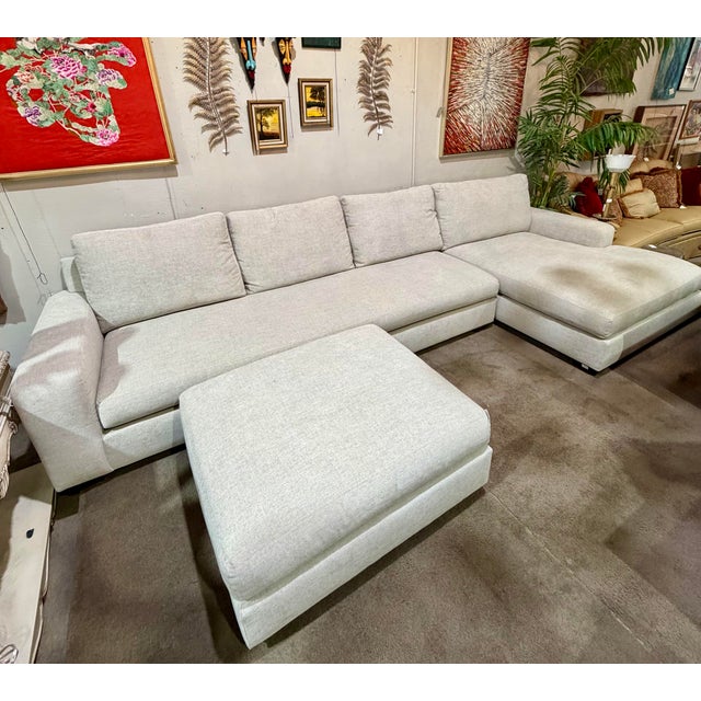Pottery Barn Pottery Barn “Big Sur” Dove Gray Sectional Sofa With Ottoman For Sale - Image 4 of 8