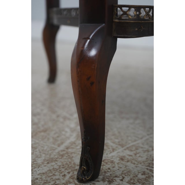 Wood Theodore Alexander Leather Top 2 Tier Mahogany Triangle Table For Sale - Image 7 of 12