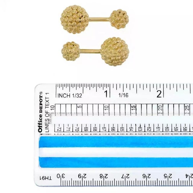 Tiffany and Co. Tiffany & Co. Vintage 18k Yellow Gold Bead Ball Stud Cufflinks For Sale - Image 4 of 4