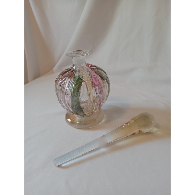 Vintage Ion Tamaian Signed Hand Blown Art Glass Perfume Bottle With Dauber For Sale - Image 6 of 17