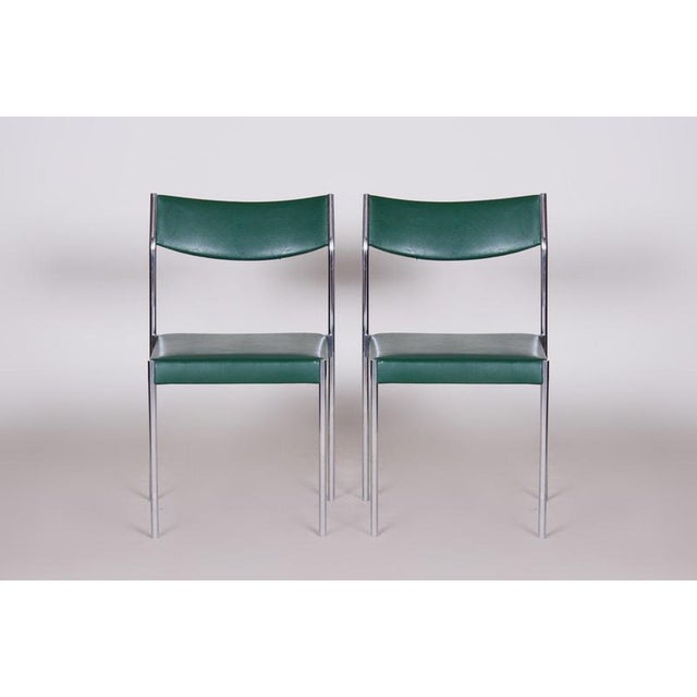 1950s Mid-Century Chairs in Chrome and Leatherette, Central Europe, 1950s, Set of 4 For Sale - Image 5 of 13