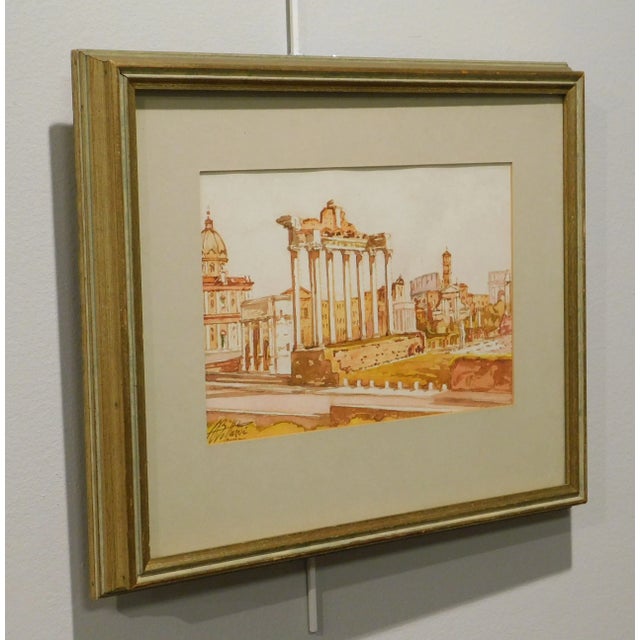 Italian Vintage Roman Ruins Watercolor Painting Signed Bollazzi For Sale - Image 3 of 13