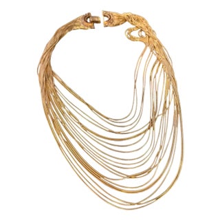2010s High Quality Costume Jewelry Gilt Metal Italian Multi-Strand Necklace For Sale
