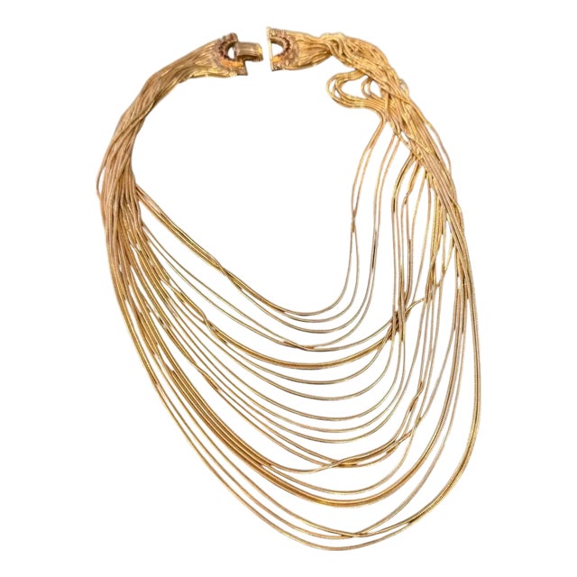 2010s High Quality Costume Jewelry Gilt Metal Italian Multi-Strand Necklace For Sale