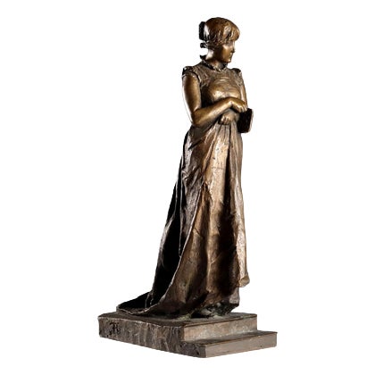 Felice Bialetti, Woman with a Book, Bronze For Sale