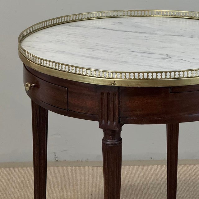 Auburn Antique French Louis XVI Mahogany Marble Top Bouillotte Table For Sale - Image 8 of 18