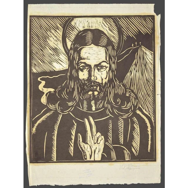 Augusto Monari, Christ, Woodcut, Early 20th Century For Sale - Image 3 of 3