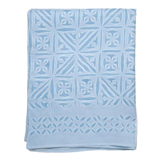 Azure Applique Bedspread, Twin - Sky Blue For Sale