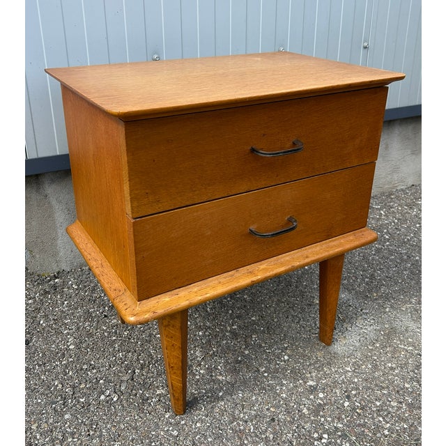 Vintage Bedside Table in Light Oak, 1950 For Sale - Image 8 of 8