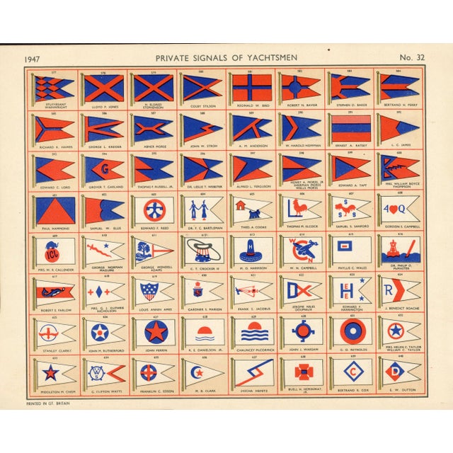 1940s Original Lloyd's Register of Yachts "Private Signals of Yachtsmen" Reference Pages – Set of 4 – Year 1947 Group I For Sale - Image 5 of 5