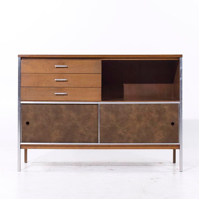 Paul McCobb for Calvin Linear Mid Century Walnut Credenza This credenza measures: 48 wide x 18 deep x 34.25 inches high...