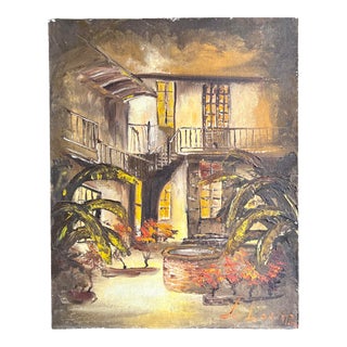 1972 Original Margaret De Loo Impressionist New Orleans Oil Painting on Board For Sale
