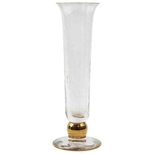 Mid-Century Art Glass Vase with Gold Overlays, Europe, 1930s For Sale - Image 6 of 6